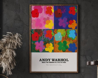Andy Warhol Poster, Modern Art, Pop Art, Flower Print, Wall Art Print, Digital Download