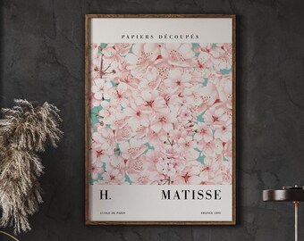 Pink Floral Matisse Art Print, Modernist Flower Market (Digital Download)