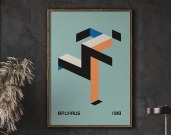 Bauhaus Running Man Geometric Poster, Vintage Exhibition Print (Digital Download)