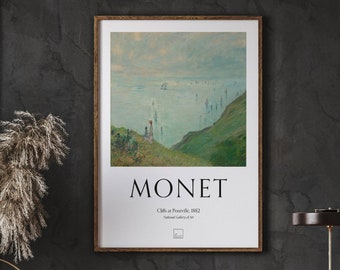 Monet Poster, Cliffs at Pourville-1882, Premium Posters, Museum of Modern Art, Exhibition Poster, Wall Gallery, Digital Download
