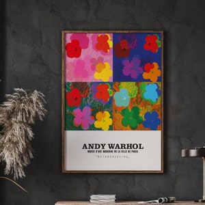 Póster de Andy Warhol, arte moderno, arte pop, impresión de flores, impresión de arte mural, descarga digital
