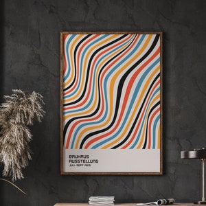 Impresión de póster de onda de color de Bauhaus, impresión minimalista, póster de exposición de Bauhaus, póster imprimible de Bauhaus
