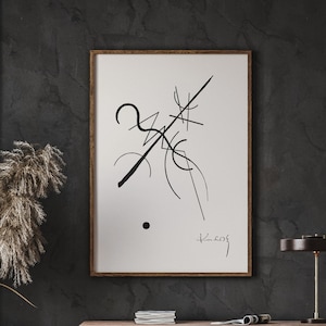Kandinsky Geometric Abstraction, Black-White Wall Decor, Kandinsky Line Art Print, Minimalist Poster, Download Print