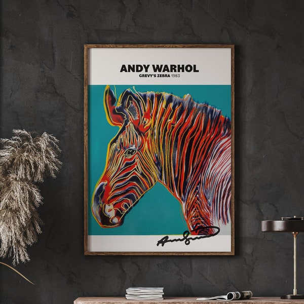 Andy Warhol, Grevy’s Zebra, Warhol Pop Art Poster, Mid Century Wall Art, Modern Art Print, Digital Download