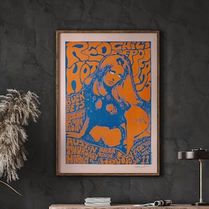 Vintage Music Poster, Red Hot Chilli Peppers, Music Print, Retro Wall Decor, Instant Download