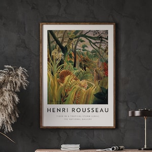 Henri Rousseau Exhibition Print, Tiger in a Tropical Storm, Vintage Wall Art, Famous Art print, Instant Download