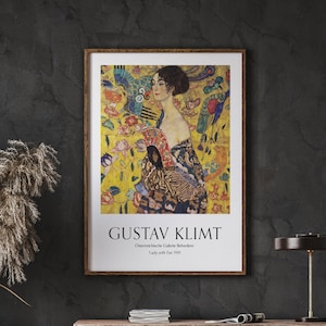 Gustav Klimt Poster, Lady with Fan, Vintage Poster, Interior Design, Gallery Art, Modern Wall Art, Instant Download