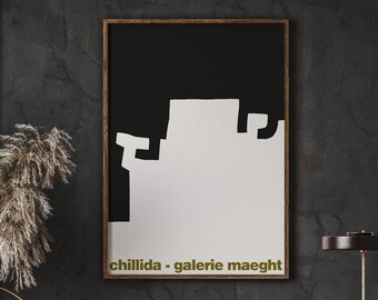 Cartel de la exposición Chillida, Galerie Maeght, Arte en blanco y negro (Descarga digital)