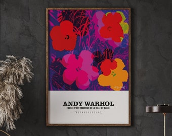 Andy Warhol Wall Art Print, Warhol Flowers Art Print, Pop Art Exhibition Print, Trendy Poster, Digital Download