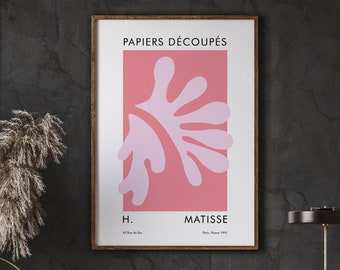 Matisse Pink Leaf Poster, Matisse Exhibition Poster, Above Bed, Matisse Abstract Wall Decor, DIGITAL DOWNLOAD