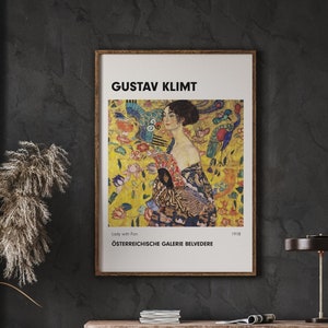 Gustav Klimt Poster, Lady with Fan, Vintage Poster, Interior Design, Gallery Art, Modern Wall Art, Instant Download