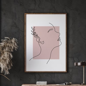 Abstract Face Print, Line Drawing Print, Boho Woman Line Art, Female Line Art Print, Beauty Salon Wall Decor, Digital Download