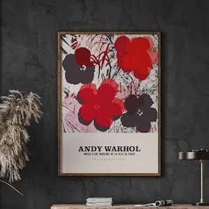Andy Warhol Vintage Exhibition Poster, Warhol Flowers Print, Andy Warhol Pop Art Print, Andy Warhol Flowers Poster, Digital Poster