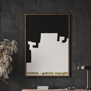 Chillida Exhibition Poster, Galerie Maeght Paris, Eduardo Chillida Print, Home Decor, Black and White Art, Digital Download