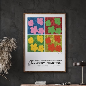 Andy Warhol Flower Poster, Flower Print, Pop Art Print, Flowers Exhibition Print, Digital Download