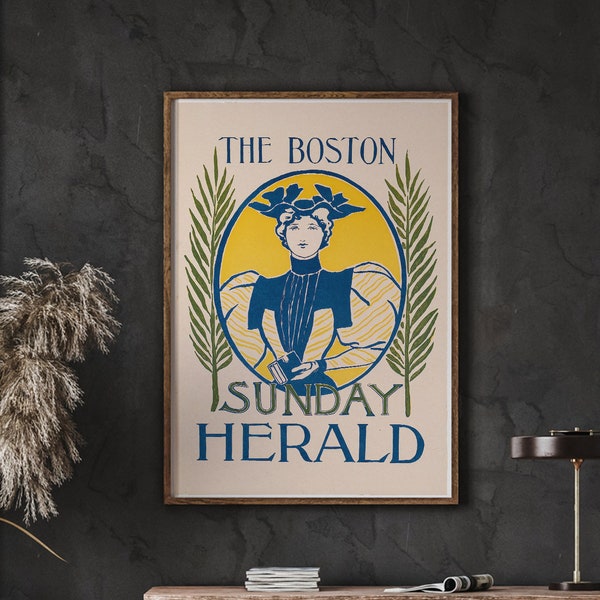 Cover of the Boston Easter Sunday Herald, Vintage Advertising Print, Retro Poster, Retro Magazine Cover, Instant Download
