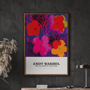 Andy Warhol Wall Art Print, Warhol Flowers Art Print, Pop Art Exhibition Print, Trendy Poster, Digital Download