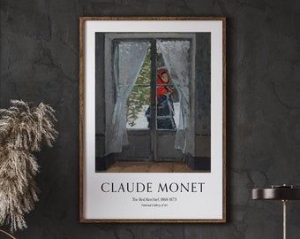 Claude Monet "Das rote Halstuch" Ausstellungsplakat, Mid-Century Modern Wandkunst (Digitaler Download)