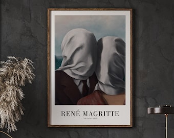 Cartel de Rene Magritte, The Lovers - 1928, arte de pared inspirador, impresiones de arte de pared moderno, descarga instantánea