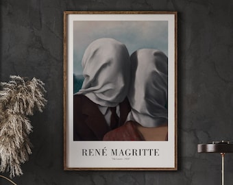 Rene Magritte Poster, The Lovers - 1928, Inspirational Wall Art, Modern Wall Art Prints, Instant Download