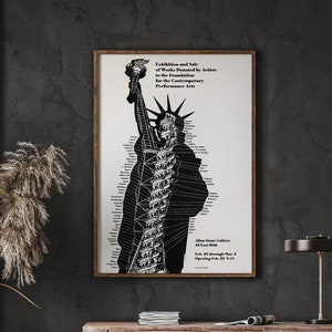Statue of Liberty Vintage Poster Print, Minimalist New York Print, Black and White Art, DIGITAL DOWNLOAD