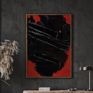 Soulages Printable Download, Black Red Wall Art, Abstract Wall Decor, Gallery Wall Prints, High Quality Poster, Housewarming Gift
