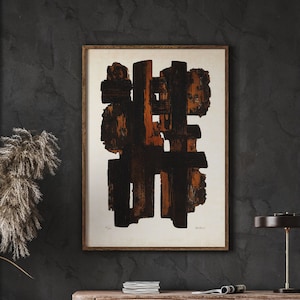 Soulages Vintage Exhibition Poster, Brush Strokes, Abstract Poster, Gallery Wall Prints, Office Decor, Housewarming Gift, DIGITAL DOWNLOAD