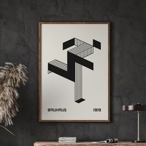 Bauhaus Running Man, decoração de arte preta, impressão geométrica de homem correndo preto, arte de parede, pôster para impressão Bauhaus