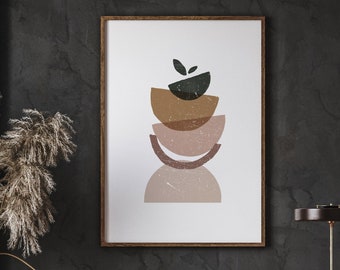 Boho aardewerk muurkunst print, abstract geometrisch decor (digitale download)