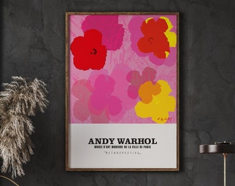 Andy Warhol Print, Printable Wall Art, Pop Art Print, Exhibition Poster, Andy Warhol Poster, Flower Print, Living Room Decor, Digital Poster