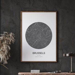 Brüssel Karte Drucke, Weltstadt Karte, Karte Wandkunst, große Karte, moderne Karte Druck, Sofort Download