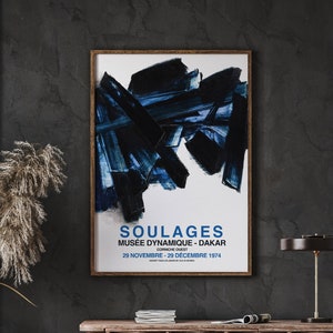 Soulages Exhibition Poster, Blue Colors, Abstract Poster, Gallery Wall Prints, Instant Download