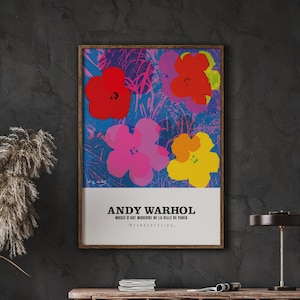 Andy Warhol Flower Exhibition Poster, Andy Warhol Flower Pop Art Print, Floral Wall Art Printable Vintage Art, Digital Download