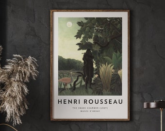 Henri Rousseau Poster Print, The Snake Charmer, Tropical Forest, Famous Art Print, Tropical Wall Decor, Instant Download