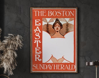 impression vintage Boston Easter Sunday Herald, couverture de magazine rétro (téléchargement instantané)