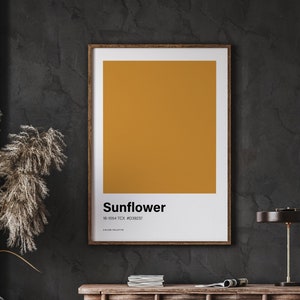 Sunflower Color Poster Print, Color Art, Pastel Gallery Wall Print, Neutral Decor, Boho Wall Art, Minimalist Poster, Instant Download