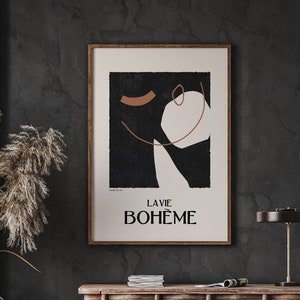Galerie Boheme プレミアムポスター、ニュートラルな装飾、ボヘミアン ウォールアート、抽象的な人物、ミッドセンチュリー、リビングルーム、即時ダウンロード