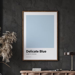 Delicate Blue Color Poster Print, Great Color Scheme, Minimalistic Design, Trending Colour Print, Instant Download