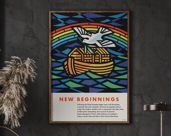 New beginnings Poster Print, Noah's Flood Poster Print, Noah's Ark Painting, DIGITAL DOWNLOAD