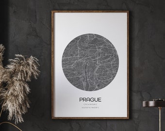 Prague Map Print, Modern City Wall Art (Digital Download)