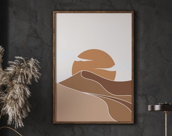 Minimalist Sunset Desert Print, Boho Wall Art (Digital Download)