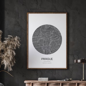 Kaart afdrukken Praag, wereldstadskaart, kaart kunst aan de muur, grote kaart, moderne kaart afdrukken, Instant Download