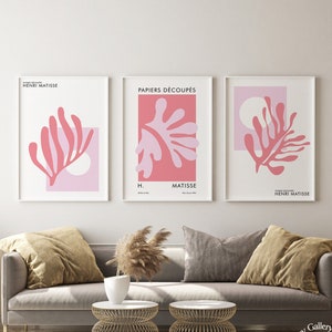 Henri Matisse Set of 3 Wall Art, Pink Matisse Print Set, Gallery Wall Set, Matisse Posters, Matisse Exhibition Poster, DIGITAL DOWNLOAD