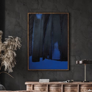 Soulages Dark Blue Modern Wall Art, Modern Poster, Minimalist Print, Abstract Poster, Instant Download