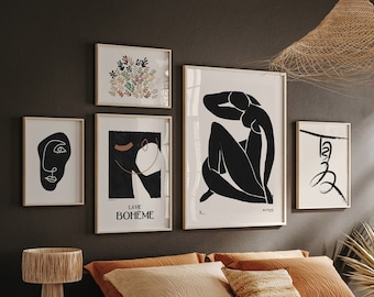 Boho Gallery Wall Art Set, Abstract Prints (Digital Download)