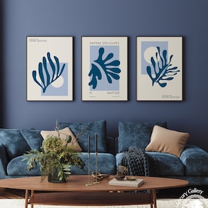 Henri Matisse Set of 3 Wall Art, Blue Matisse Print Set, Gallery Wall Set, Matisse Posters, Matisse Exhibition Poster, DIGITAL DOWNLOAD
