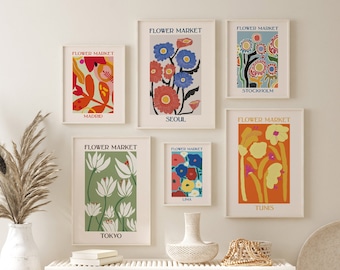 Flower Market Gallery Wall Set of 6, Botanical Art (Digital Prints)
