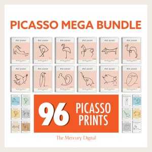 Pablo Picasso Print Set von 96 Wandkunst Drucke, Picasso Tier Poster Set, Animal Print, Mega Bundle, Galerie Wand Kunst Poster Set DRUCKBAR