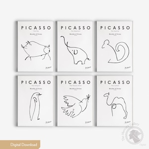 Picasso Print set of 6, Digital Download, Picasso Line ART, Minimalist Printable Wall Art, Gallery Wall Set, Boho Nordic Decor