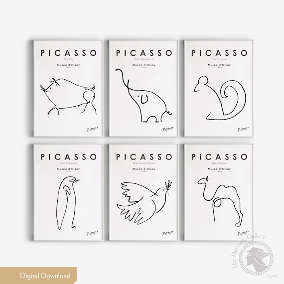 Picasso Line Art Print Set of 6, Minimalist Gallery Wall (digital